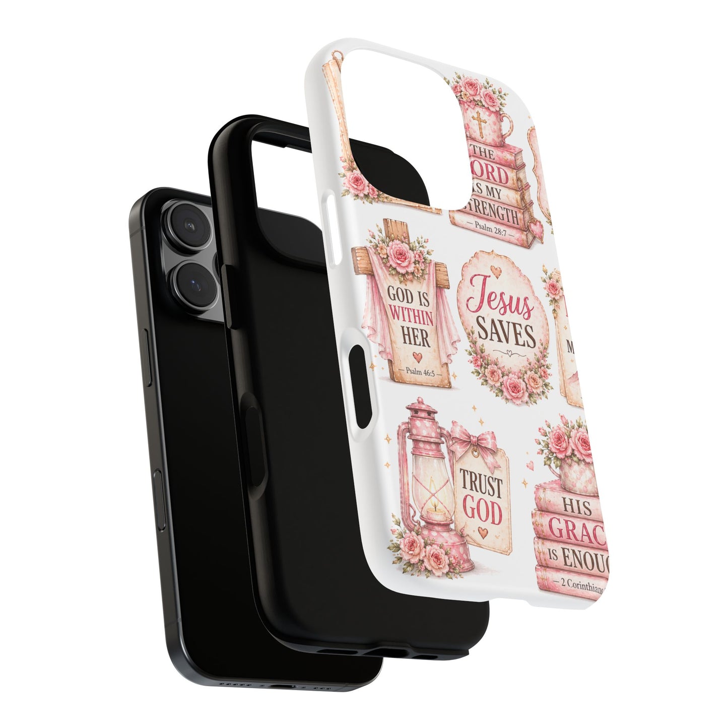 Faith Phone Case — 'Jesus Saves' Floral Christian Scripture iPhone Case
