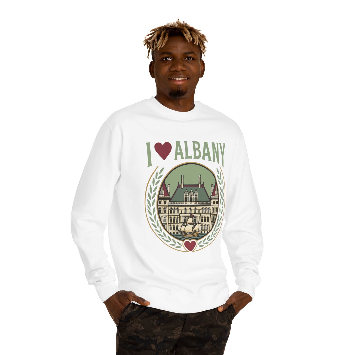 Albany Heart Crewneck Sweatshirt — I  Albany City Landmark Design
