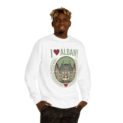 Albany Heart Crewneck Sweatshirt — I  Albany City Landmark Design
