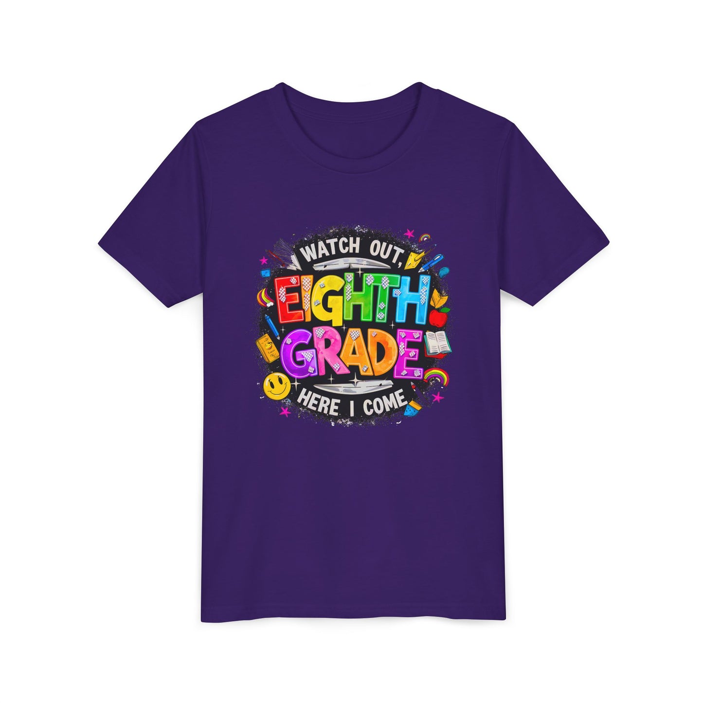 Eighth Grade Kids T‑Shirt — "Watch Out, Eighth Grade Here I Come" Back-to-School Tee