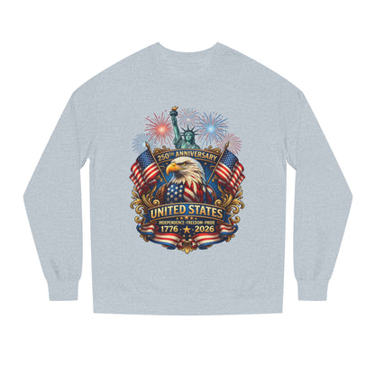 250th Anniversary United States Sweatshirt — Patriotic Eagle, Flags & Fireworks (1776–2026)