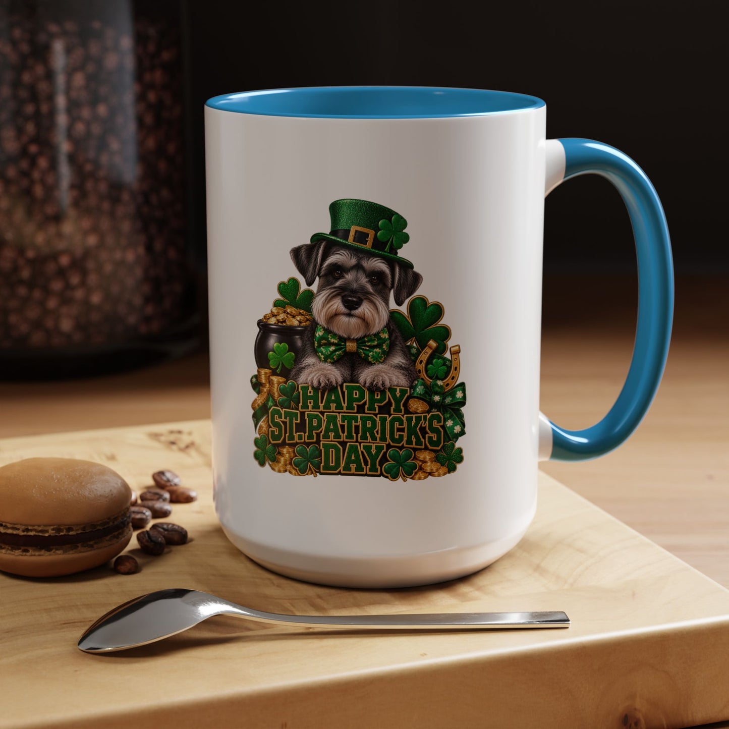 St. Patrick's Day Schnauzer Coffee Mug – Happy St. Patrick's Day Accent Mug