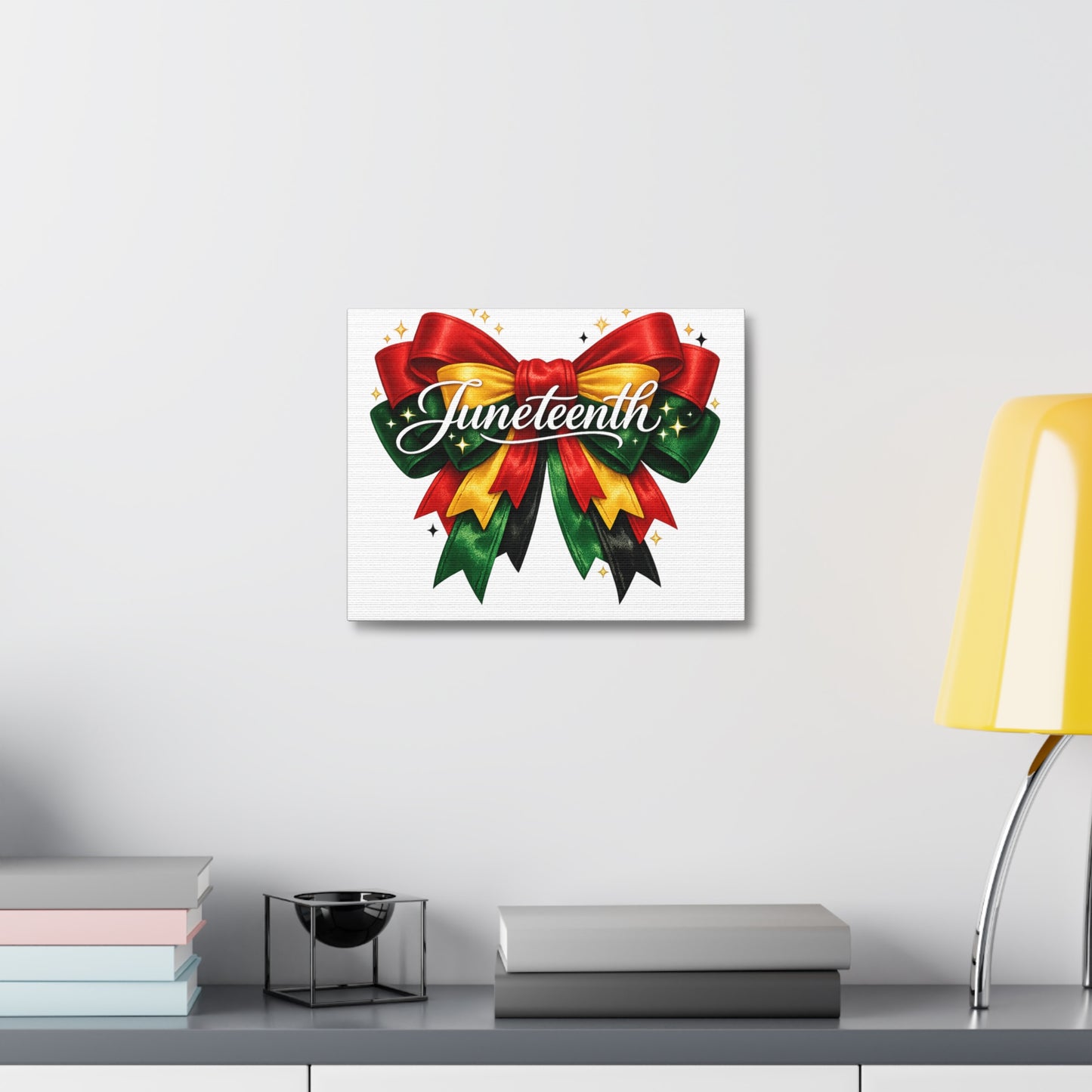 Juneteenth Celebration Stretched Canvas — Pan-African Ribbon Wall Art