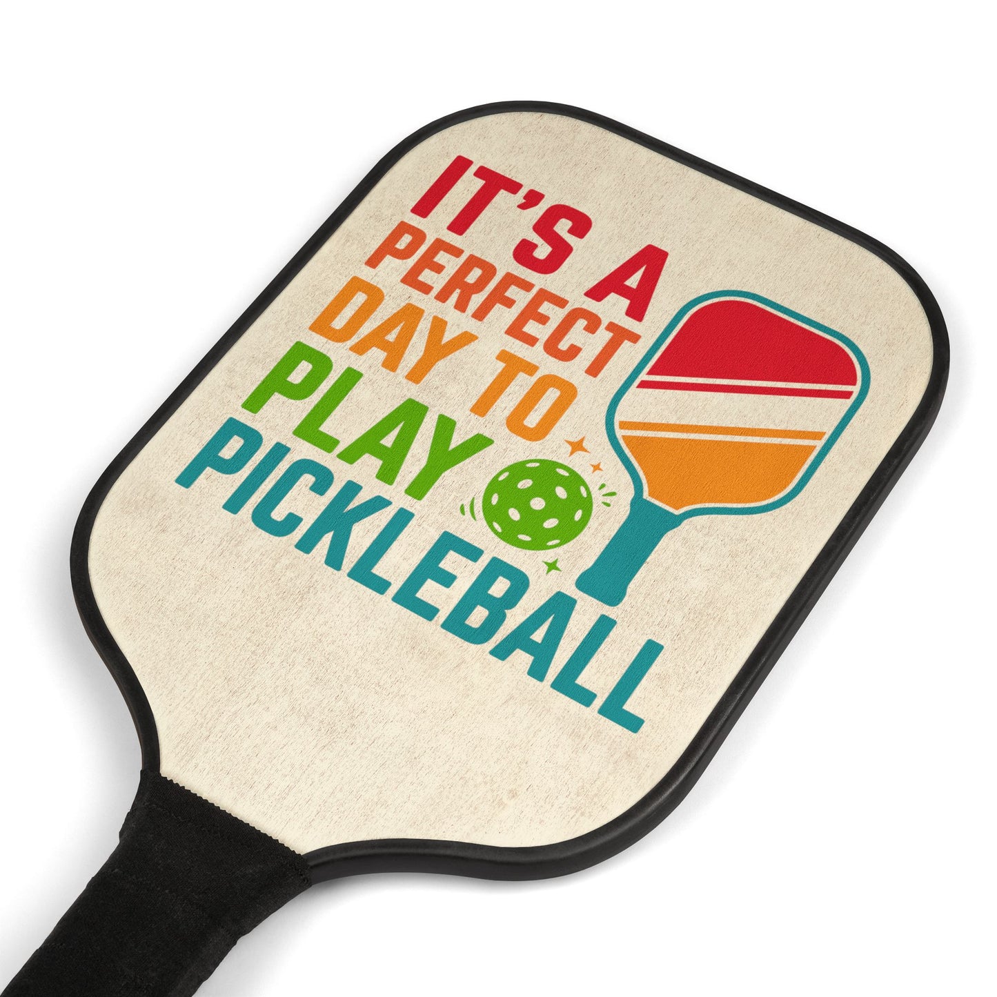 Pickleball Paddles - "It's a Perfect Day to Play Pickleball" Retro Set (2-Pack)
