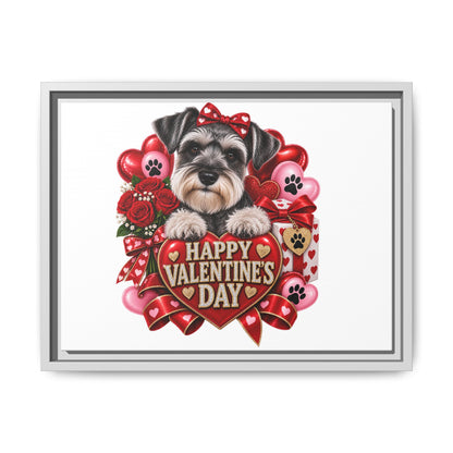 Valentine’s Day Schnauzer Framed Canvas