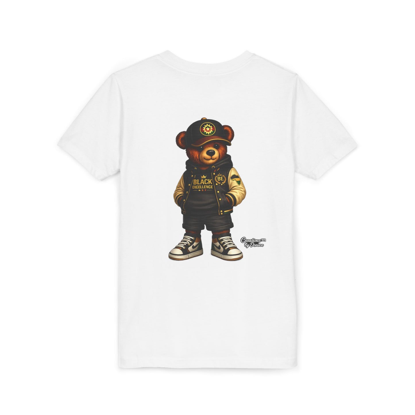 Youth Tee — Streetwear Teddy Bear Graphic (Black Varsity)