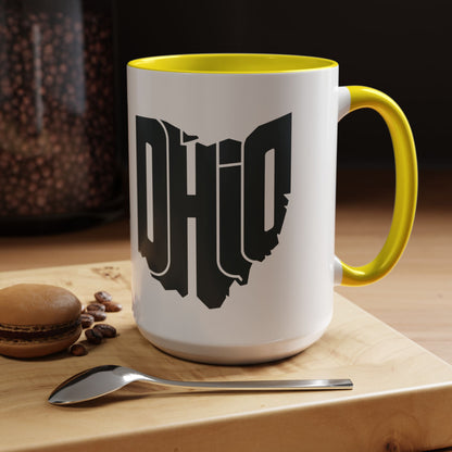Ohio State Outline Accent Coffee Mug – Black Handle & Interior