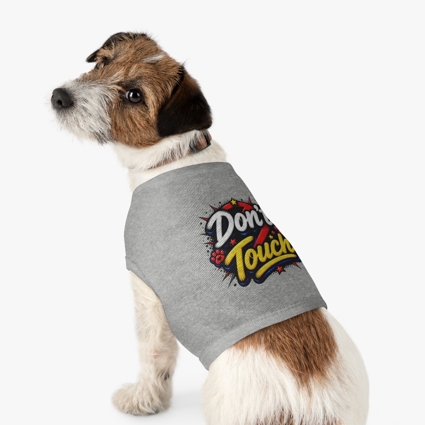 Pet Tank Top - "Don't Touch" Graphic Dog/Cat Shirt with Bold Paw Print Design