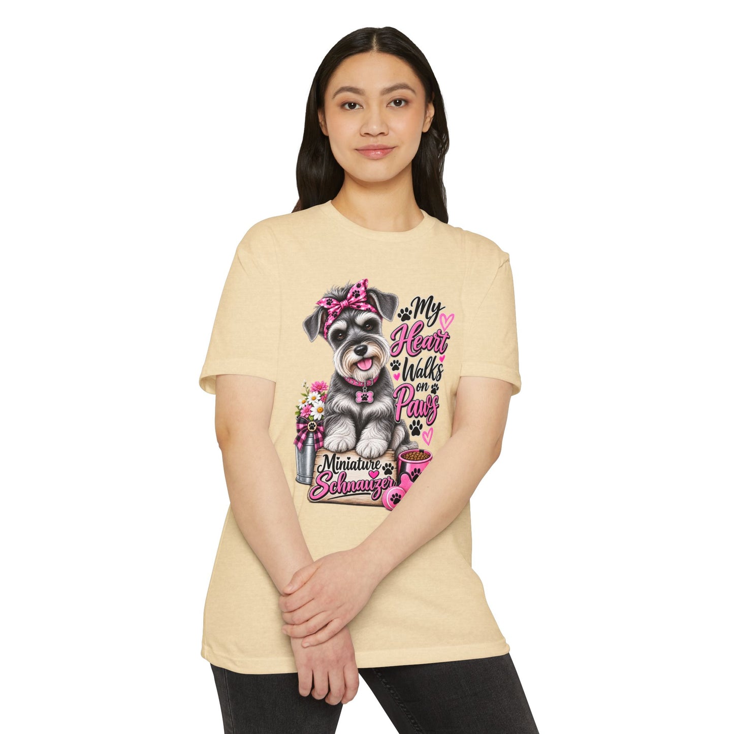 Miniature Schnauzer T-Shirt - "My Heart Walks on Paws" Cute Dog Tee