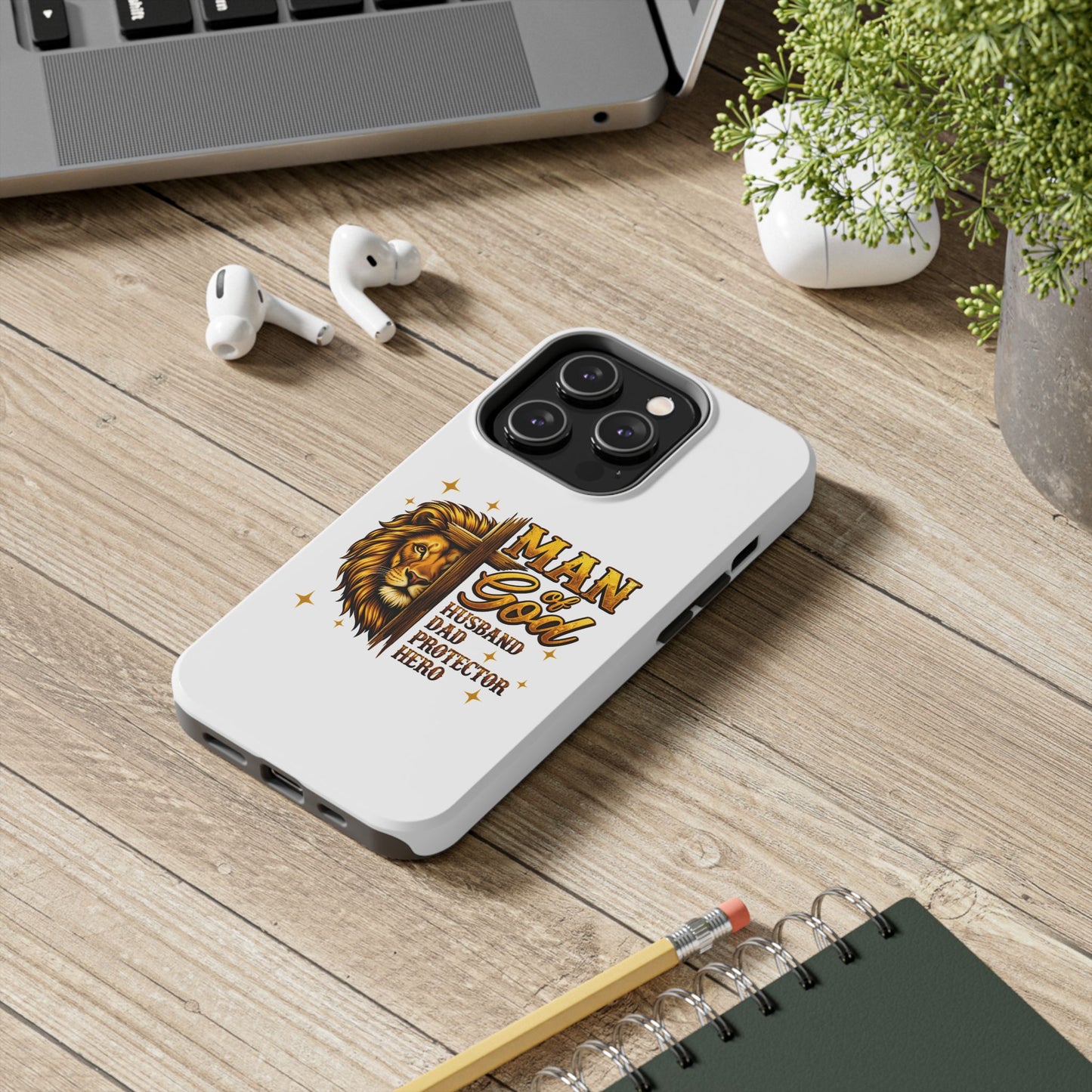 Man of God Lion Phone Case — ‘Man of God’ Christian Protector Dad Gift