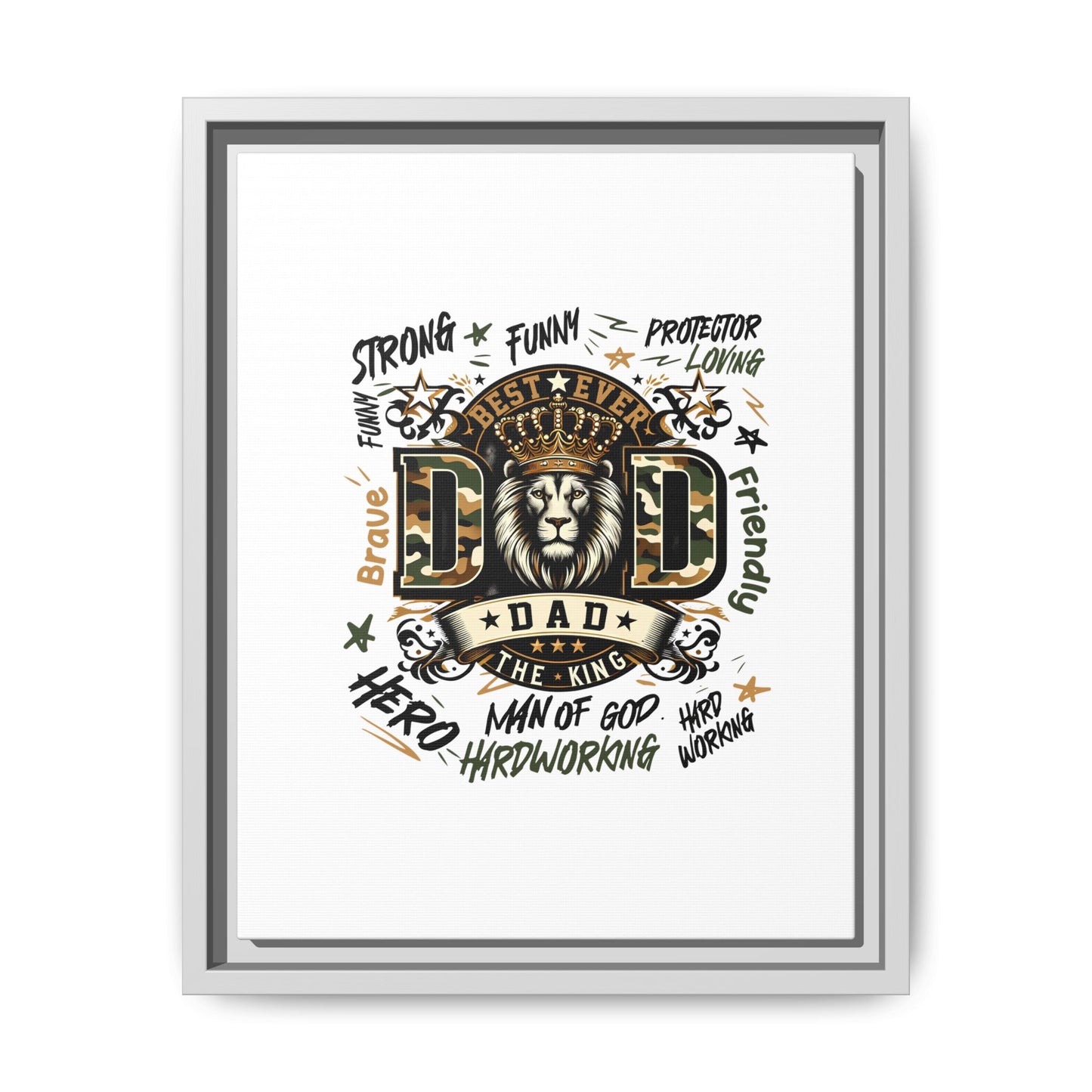 Framed Matte Canvas 'Best Ever DAD' Wall Art – Lion King Design, Father’s Day Gift