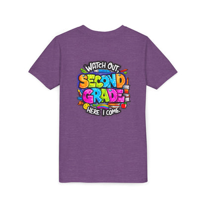Second Grade Kids Tee - "Watch Out Second Grade Here I Come" Colorful Back-to-School Shirt