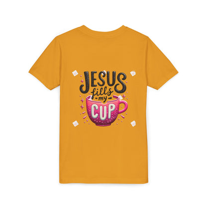 Jesus Fills My Cup Youth Tee — Christian Faith Kids Shirt