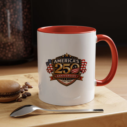 25th Anniversary America Accent Coffee Mug — Patriotic Flag Keepsake (11/15 oz)