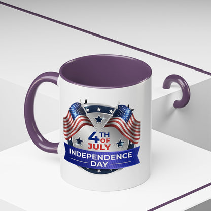 4th of July Independence Day Coffee Mug - Patriotic American Flag Accent