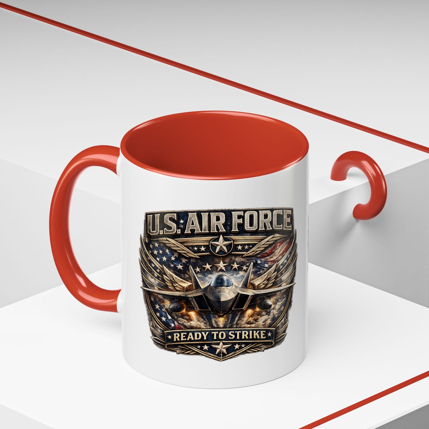 U.S. Air Force Accent Coffee Mug — "Ready to Strike" Military Aviation Gift