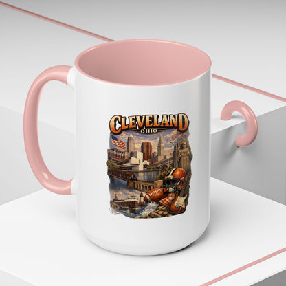Cleveland Ohio Vintage Football Accent Coffee Mug (11/15oz)