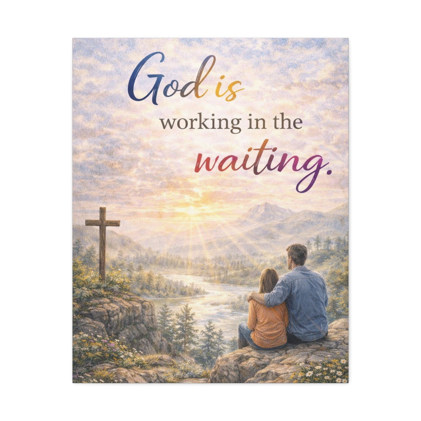 God Is Working in the Waiting Stretched Canvas – Inspirational Christian Wall Art