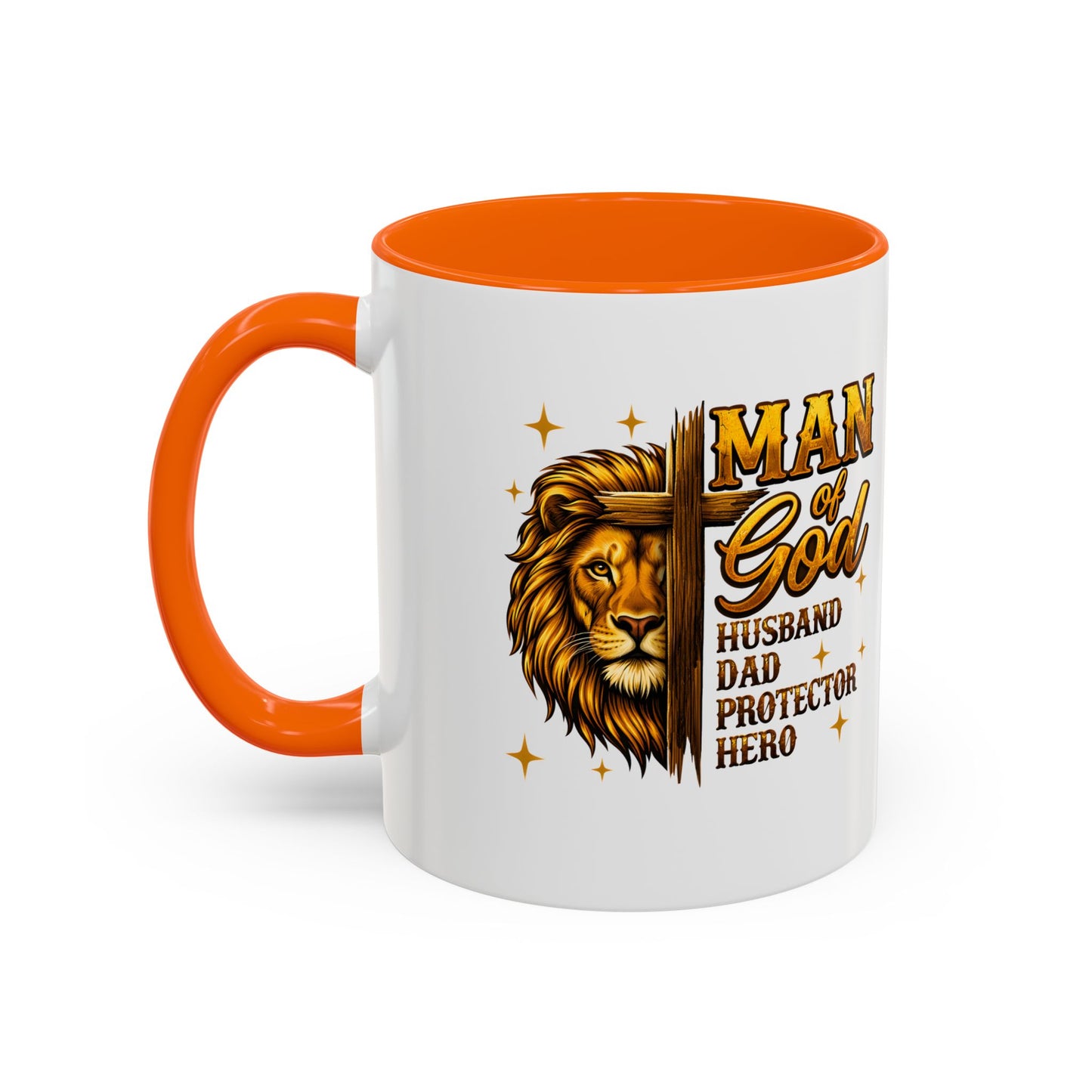 Man of God Lion Coffee Mug — 'Man of God' Religious Gift for Husband, Dad, Protector