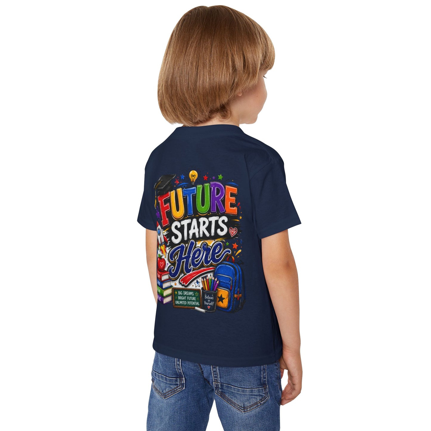 Toddler T-Shirt — "Future Starts Here" Back-to-School Graphic Tee