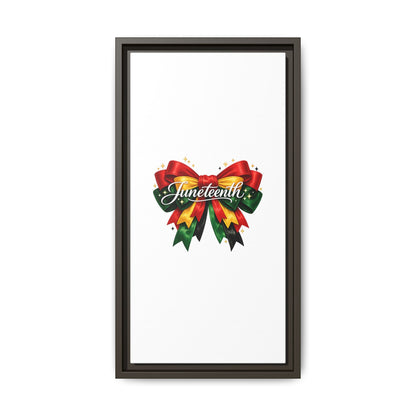 Juneteenth Framed Canvas Print – Festive Red, Green & Gold Ribbon Wall Art