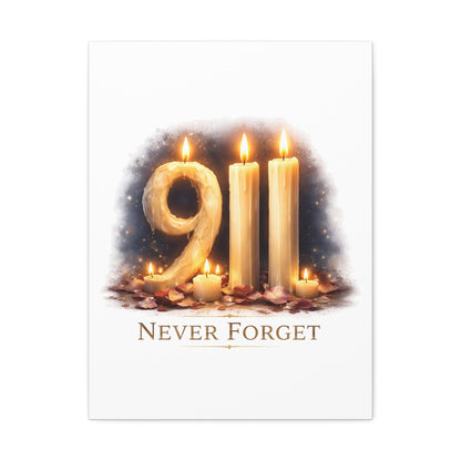 9/11 Never Forget Candle Memorial Stretched Canvas