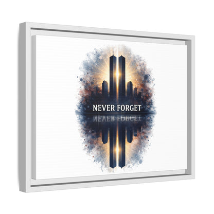 Never Forget Twin Towers Framed Canvas Print