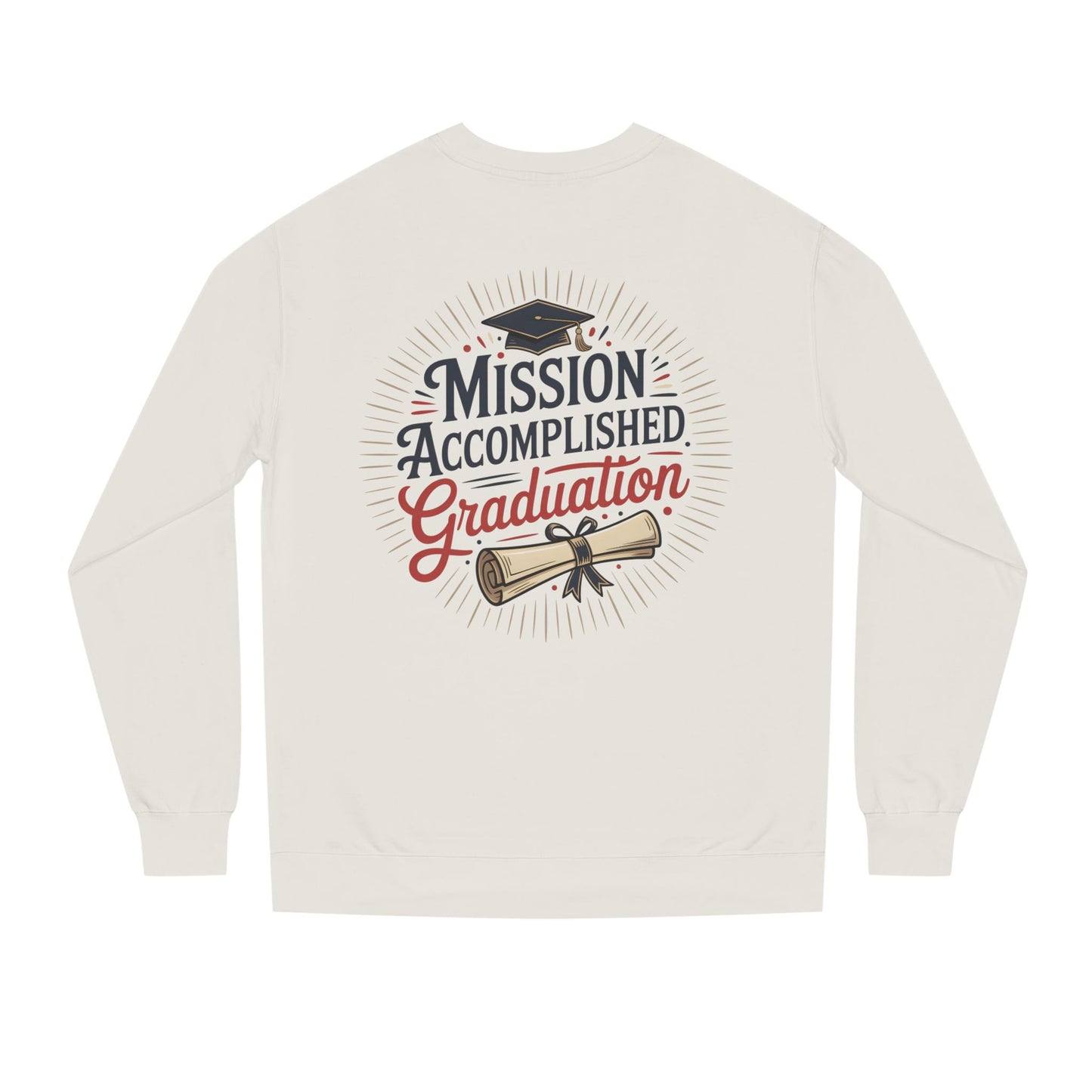 Graduation Sweatshirt "Mission Accomplished" - Grad Cap & Diploma Pullover