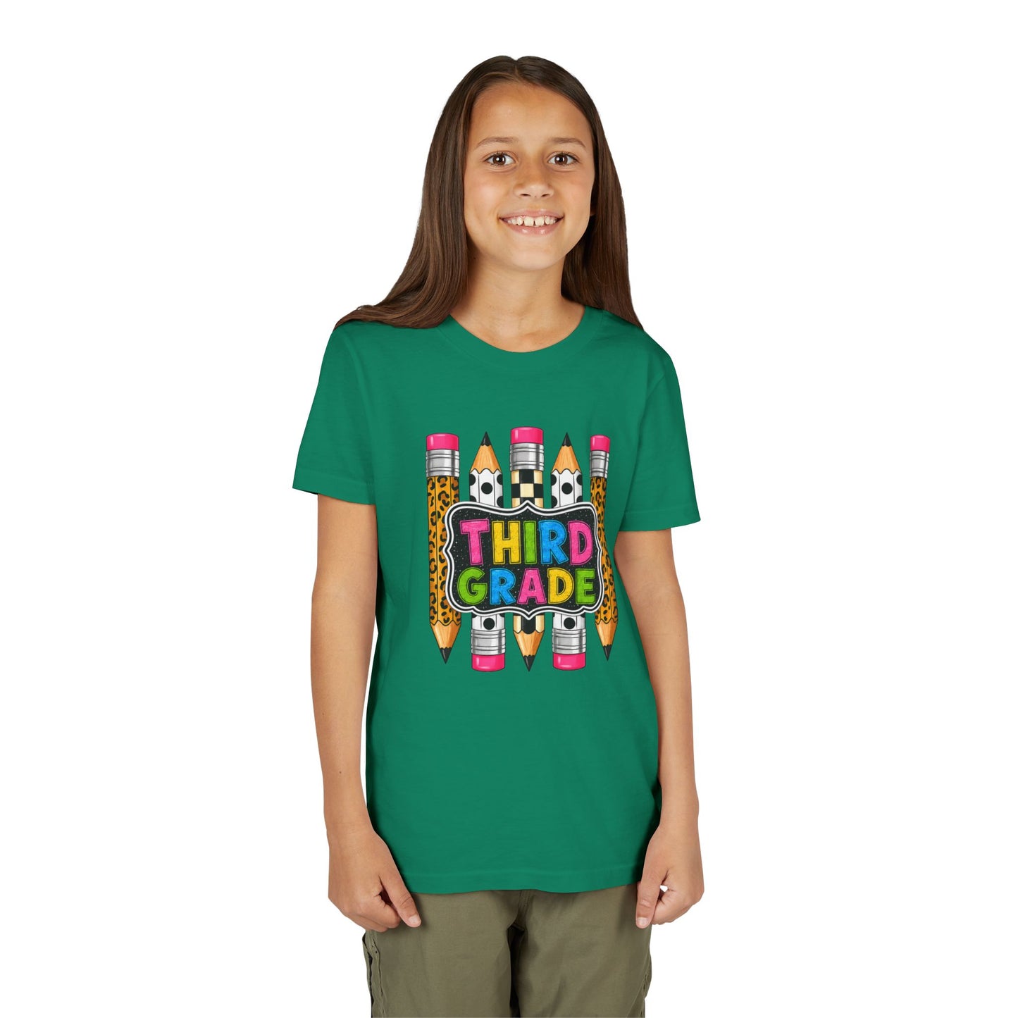 Third Grade Youth T-Shirt — Colorful Pencil Back-to-School Tee