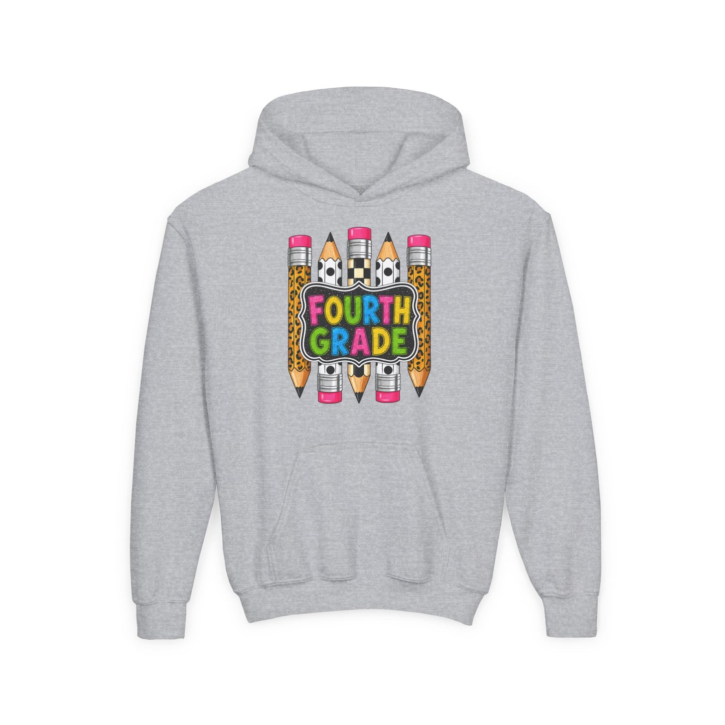 Fourth Grade Kids Hoodie — Colorful Pencil School Sweatshirt