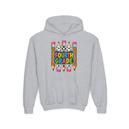 Fourth Grade Kids Hoodie — Colorful Pencil School Sweatshirt