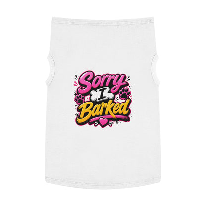 Dog Tank Top — “Sorry I Barked” Cute Paw Print Pet Shirt