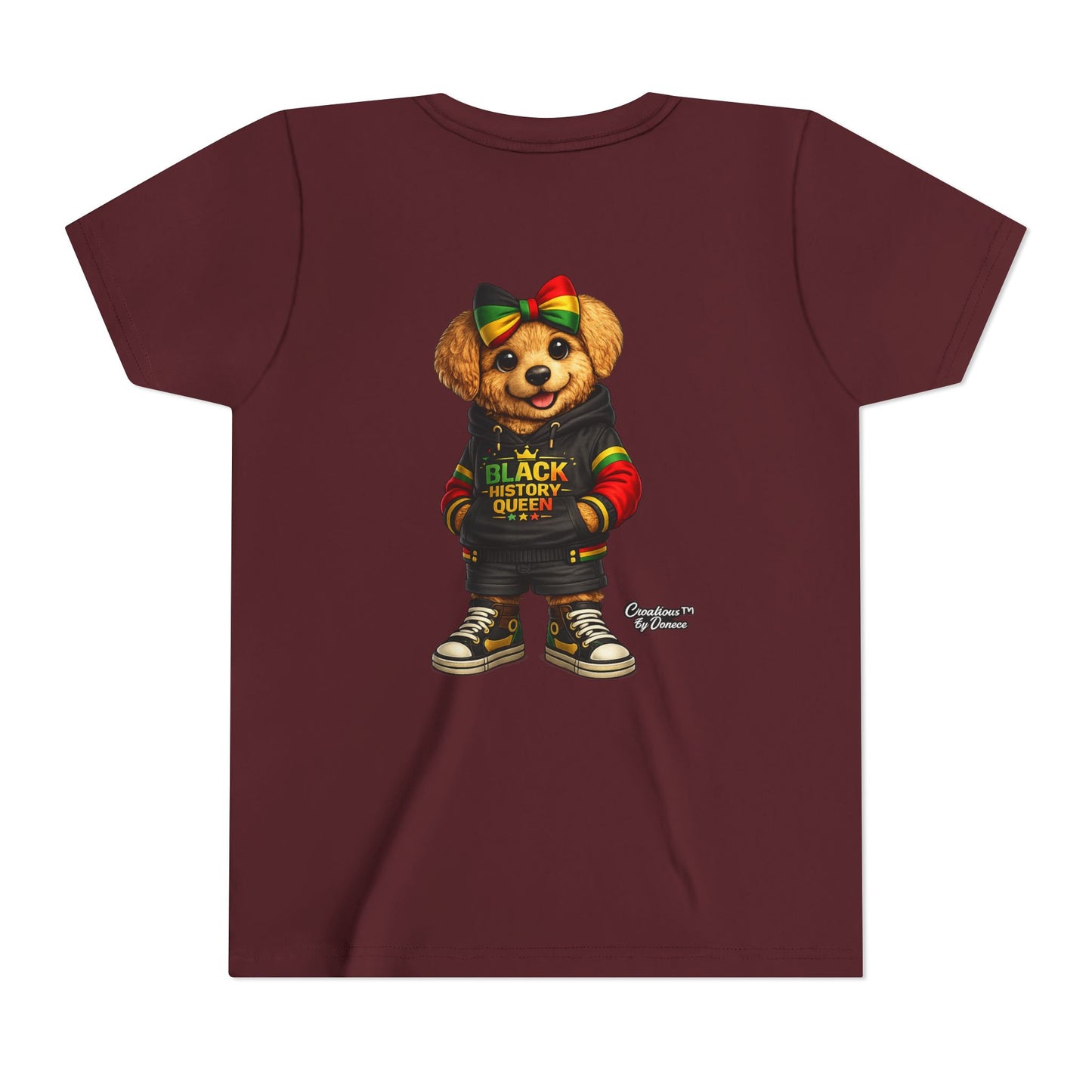 Youth Tee — Black History Queen Bear Graphic T-Shirt