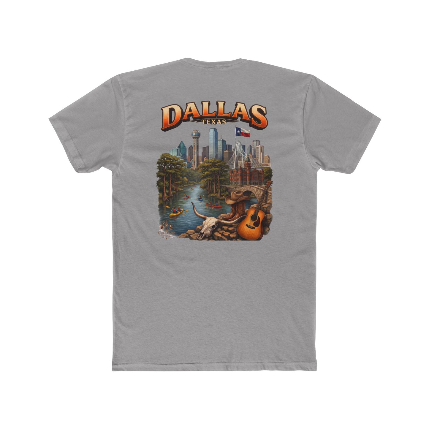 Dallas Skyline Graphic Tee — Retro Cityscape with Guitar