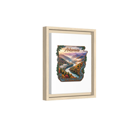 Arkansas Scenic State Map Canvas — "The Natural State" Framed Wall Art