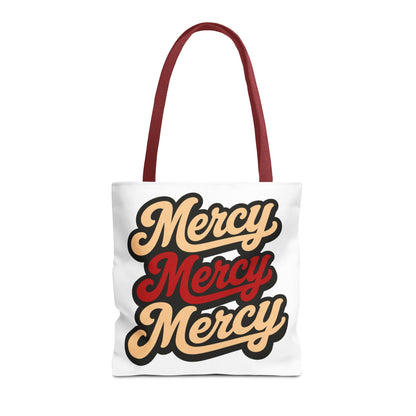 Mercy Mercy Mercy Retro Script Tote Bag — Vintage Typography Canvas Tote