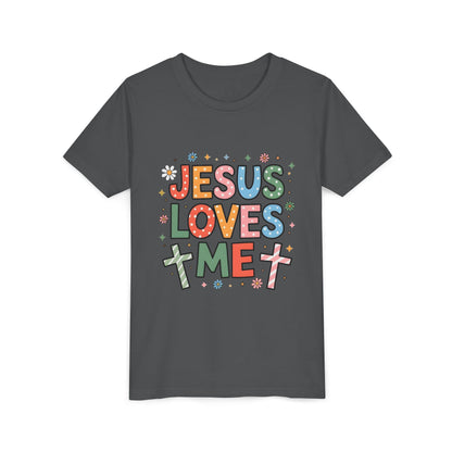 Youth Tee — "Jesus Loves Me" Colorful Christian Kids T-Shirt