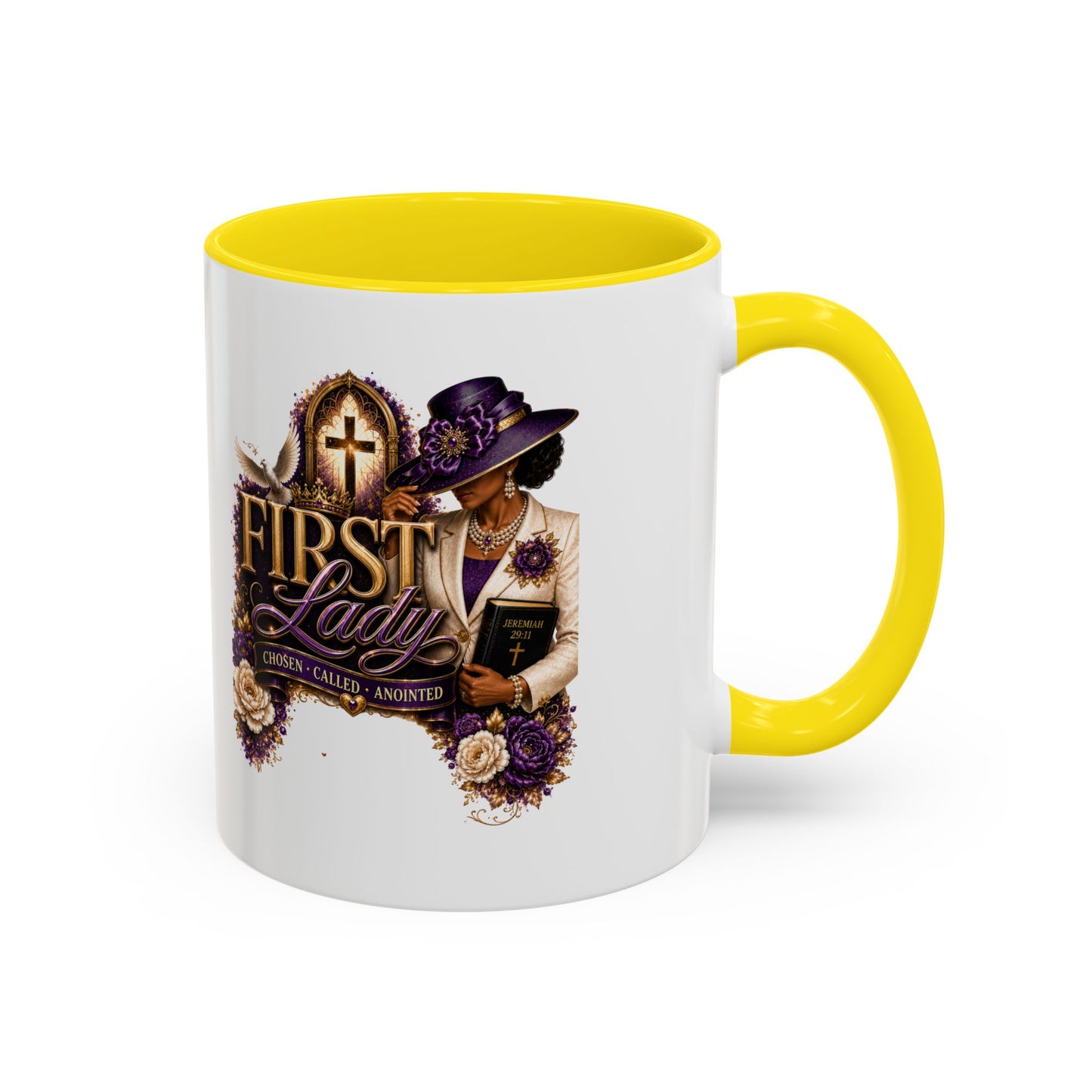 First Lady Church Coffee Mug — Elegant Purple Hat Gospel Tea Cup (11/15oz)
