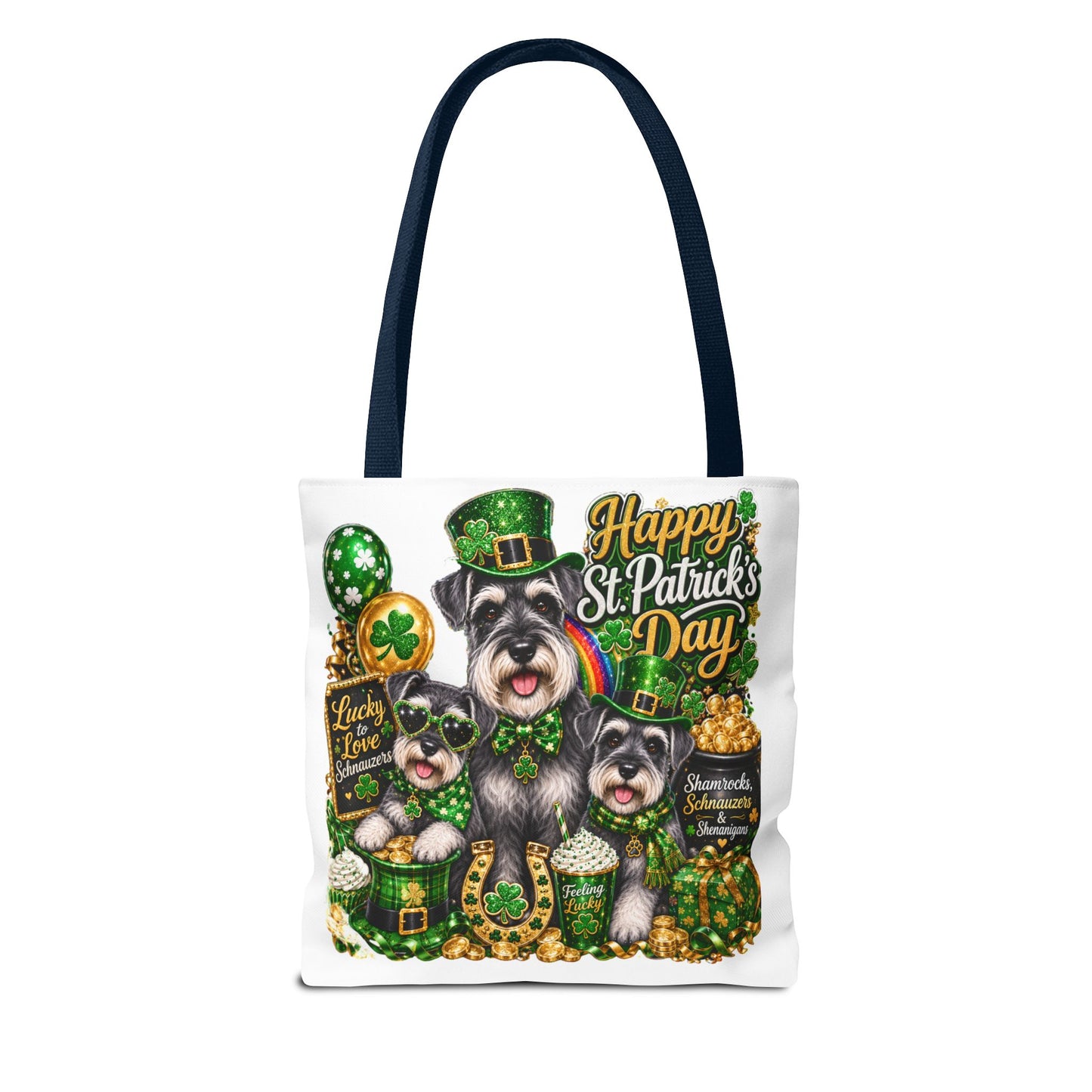 St. Patrick's Day Schnauzer Tote Bag – Happy St. Patrick’s Day Dogs Design