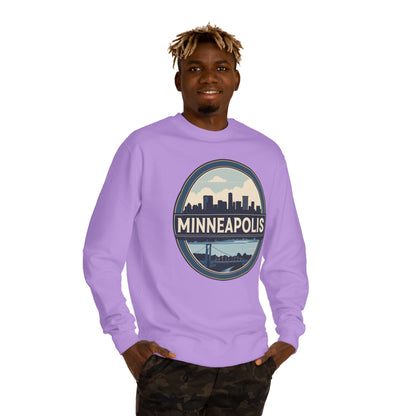 Minneapolis Skyline Crewneck Sweatshirt — Vintage Cityscape Design