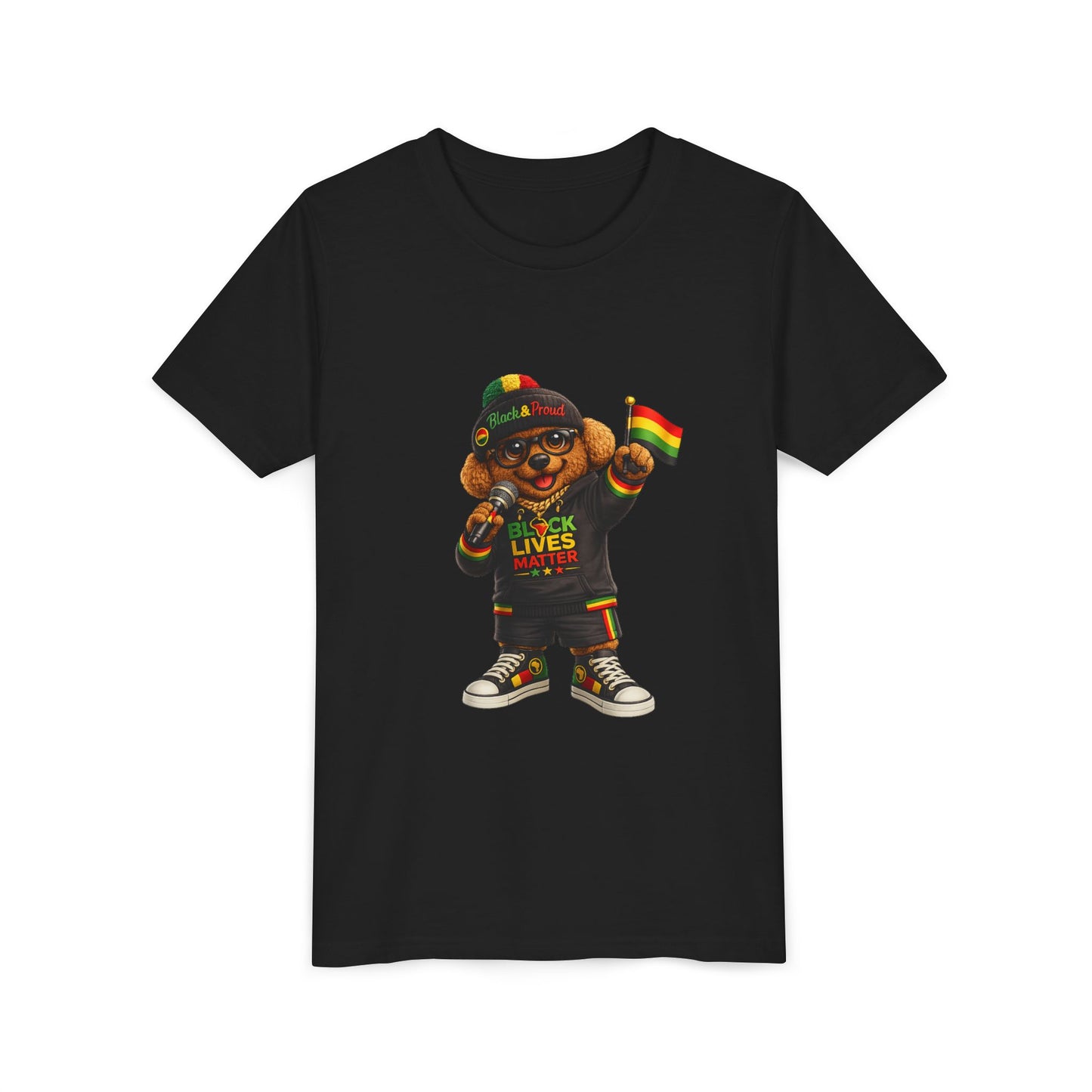 Youth Tee — Kid Bear Black Lives Matter Rasta Flag Shirt