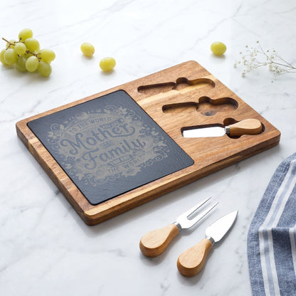 Engraved Charcuterie Board — "To the World You Are a Mother" Serving Set
