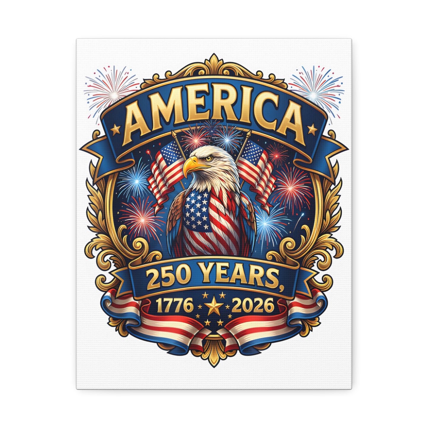 America 250th Anniversary Canvas – Patriotic Eagle 1776-2026 Wall Art