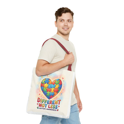Autism Awareness Tote Bag — "Different Not Less" Puzzle Heart Design