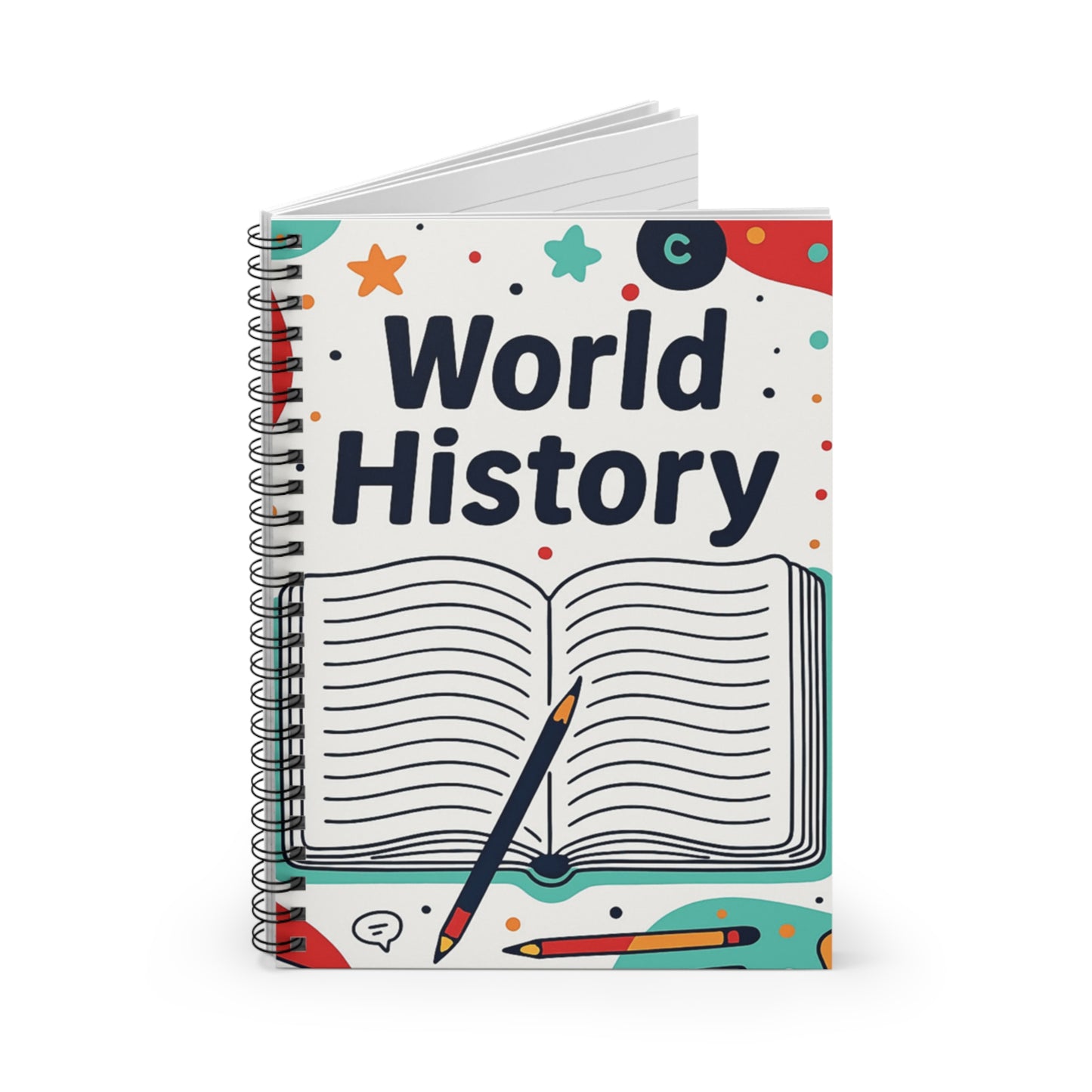 World History Spiral Notebook — Ruled Note-taking Journal for Students