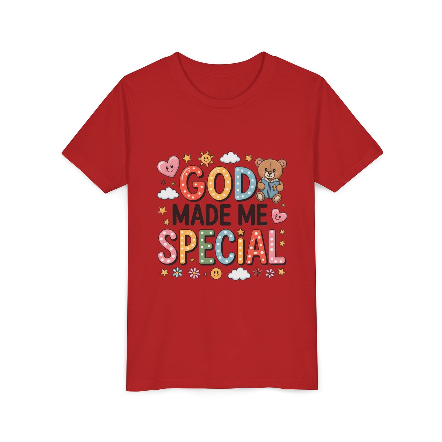 Youth Tee — "God Made Me Special" Cute Christian Kids T-Shirt