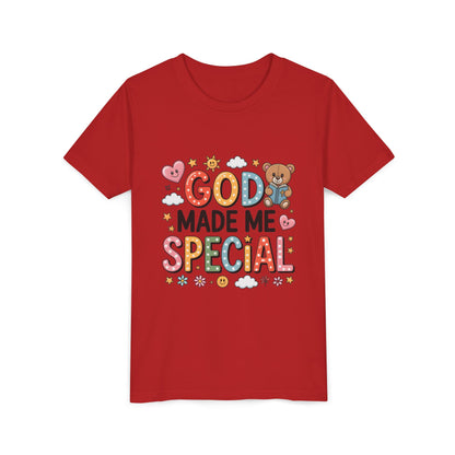 Youth Tee — "God Made Me Special" Cute Christian Kids T-Shirt