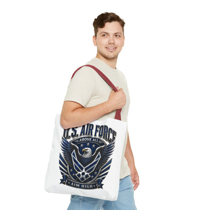 U.S. Air Force Eagle Tote Bag - "Aim High" Military Canvas Tote