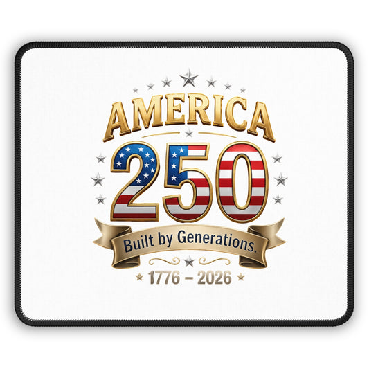 America 250 Gaming Mouse Pad — 'Built by Generations' 1776–2026 Patriotic Desk Mat