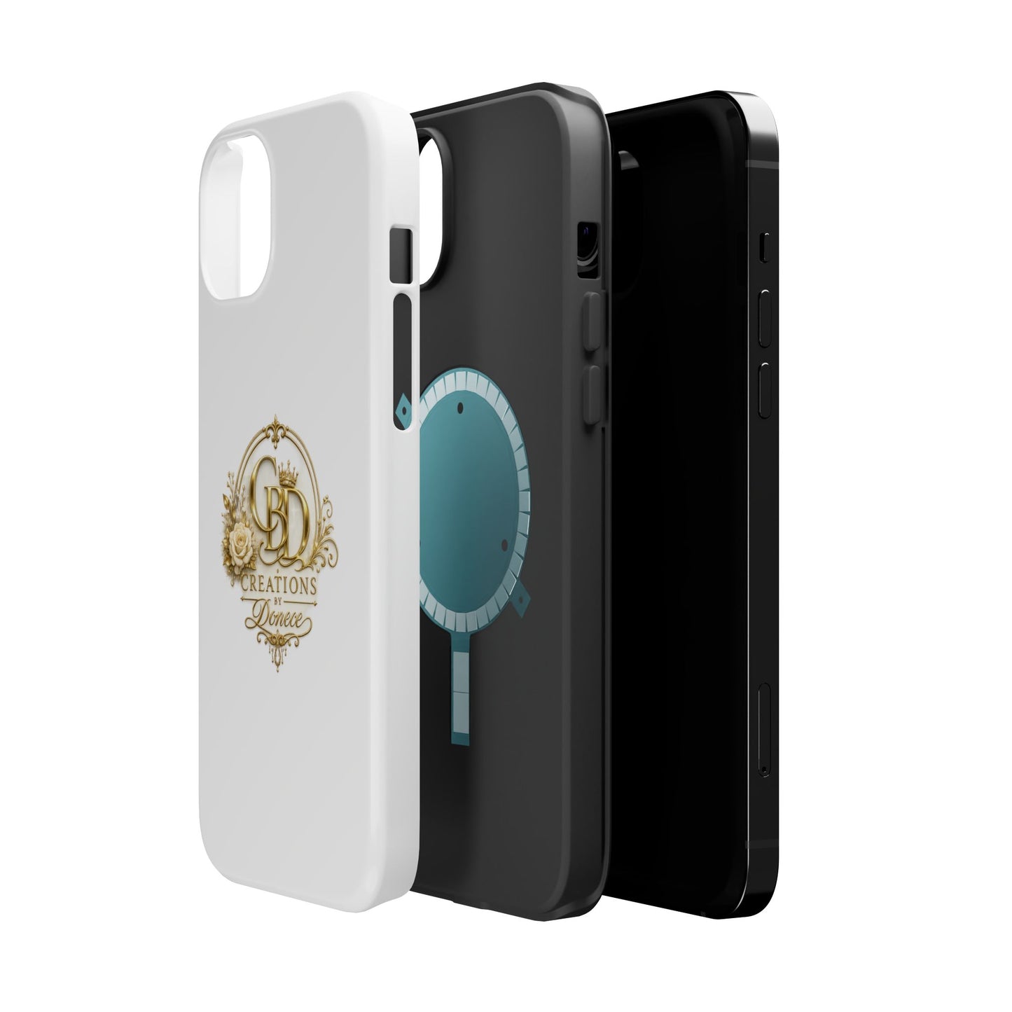 Magnetic Impact-Resistant Phone Case — Gold Floral Crest Logo